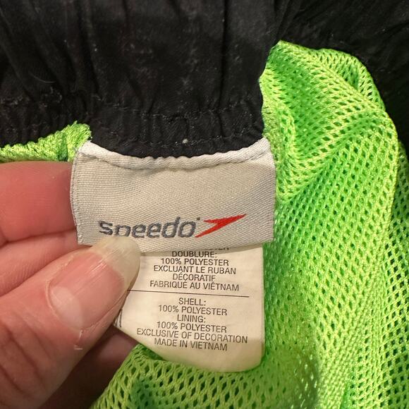 Speedo Size Medium Striped Swimming Trunks Men's Grey Lime Green Summer Vacation - Picture 4 of 9